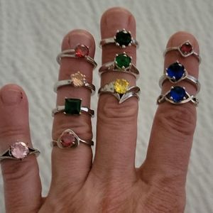 Ladies silver costume jewelry rings